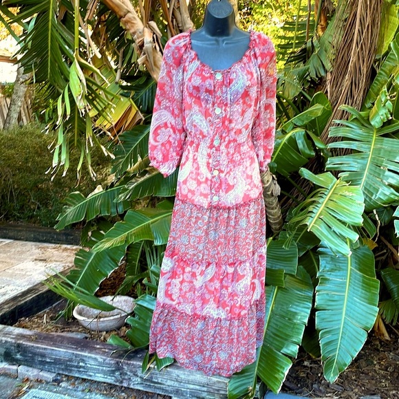 anthropologie Figueroa and flower off shoulder dress